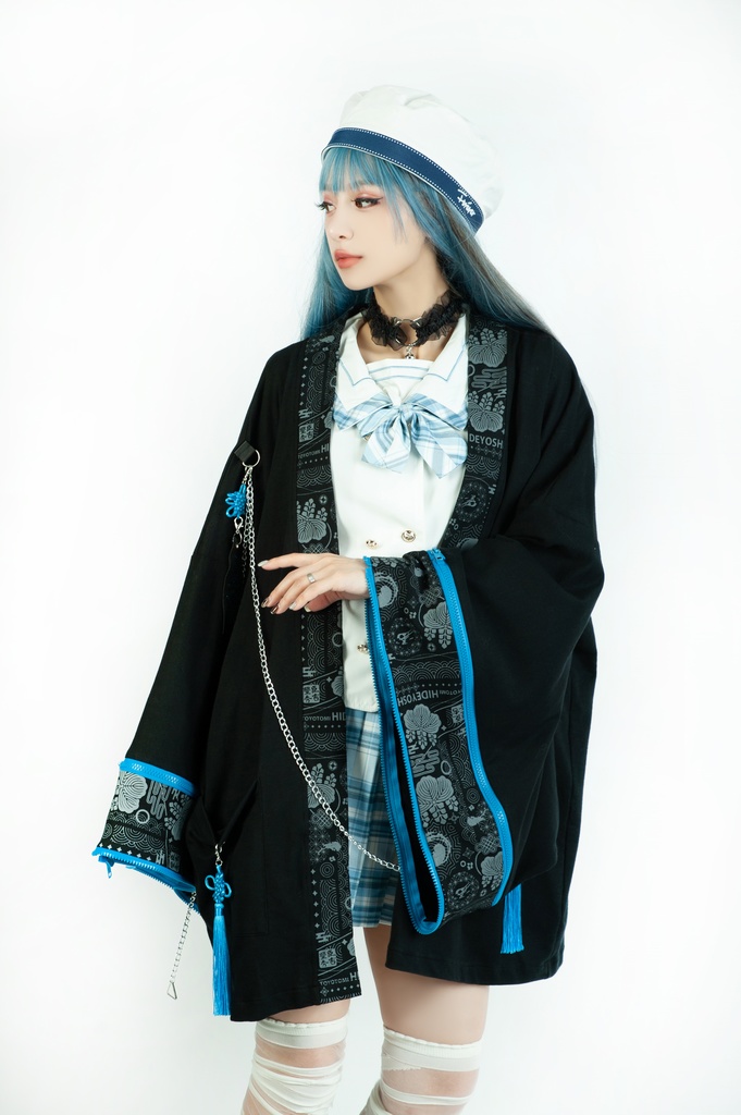 Jillpunk 和風モード 和柄 戦国武将物語 豊臣秀吉 夢のまた夢 武将譚 家紋刺繡 チャイナ結びタッセル付き 振袖現代羽織 和装ジャケット オリジナル メンズ レディー V系 カッコいい おしゃれ 男女兼用ファッション