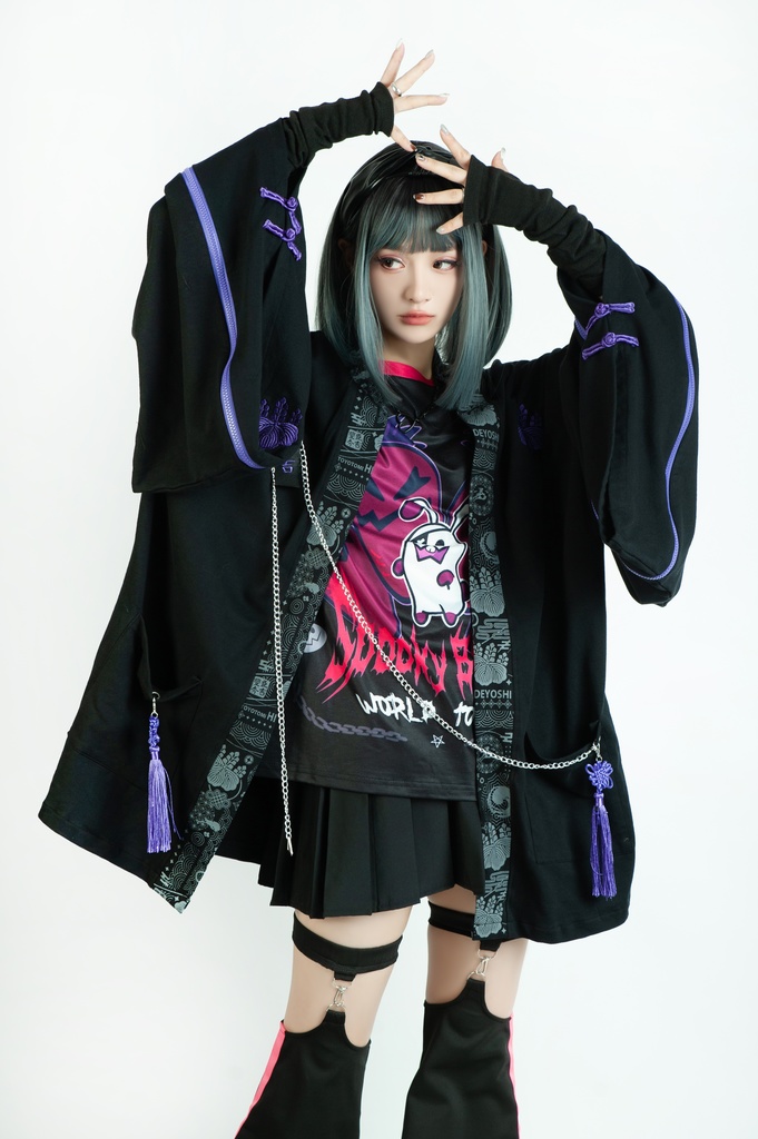 Jillpunk 和風モード 和柄 戦国武将物語 豊臣秀吉 夢のまた夢 武将譚 家紋刺繡 チャイナ結びタッセル付き 振袖現代羽織 和装ジャケット オリジナル メンズ レディー V系 カッコいい おしゃれ 男女兼用ファッション