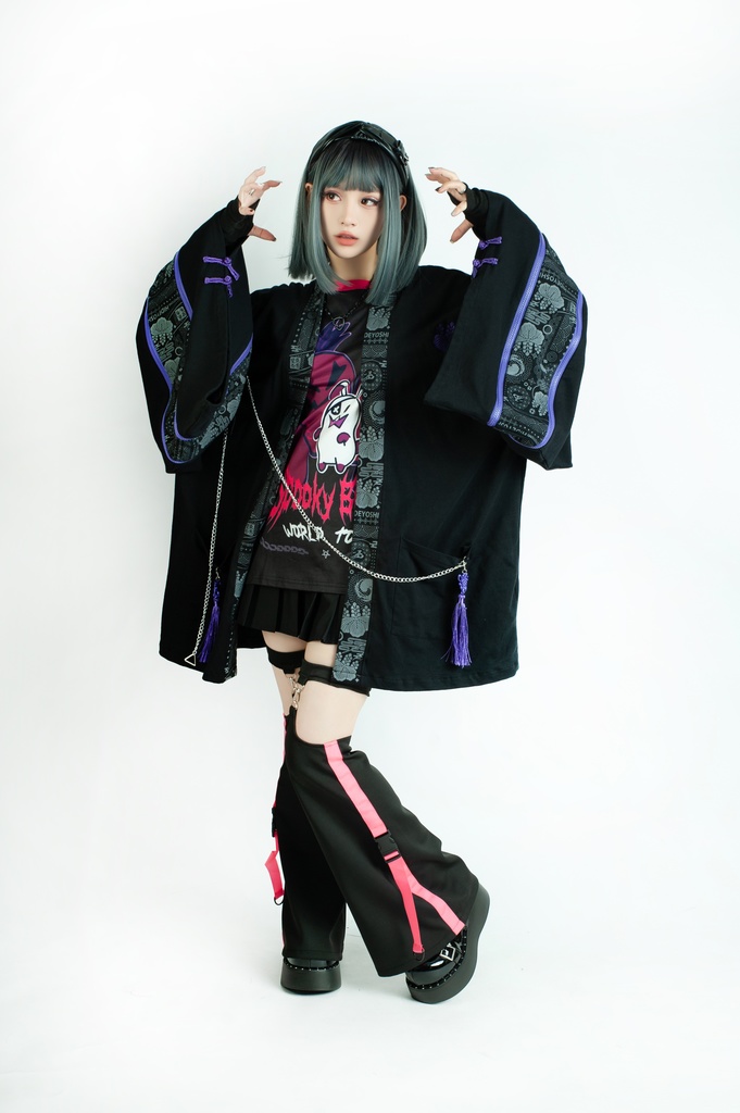 Jillpunk 和風モード 和柄 戦国武将物語 豊臣秀吉 夢のまた夢 武将譚 家紋刺繡 チャイナ結びタッセル付き 振袖現代羽織 和装ジャケット オリジナル メンズ レディー V系 カッコいい おしゃれ 男女兼用ファッション