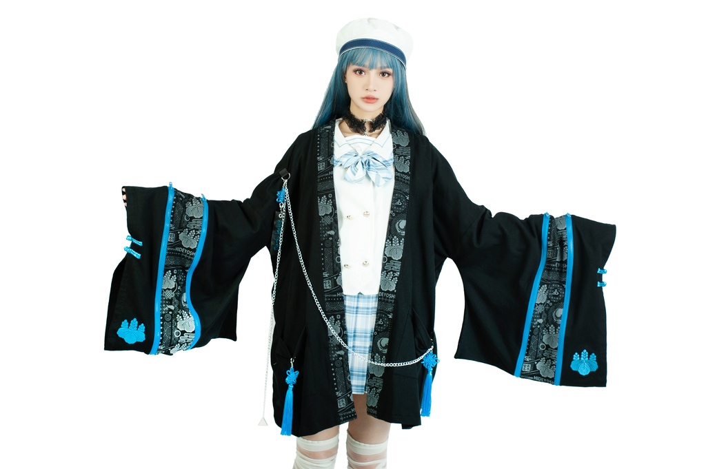 Jillpunk 和風モード 和柄 戦国武将物語 豊臣秀吉 夢のまた夢 武将譚 家紋刺繡 チャイナ結びタッセル付き 振袖現代羽織 和装ジャケット オリジナル メンズ レディー V系 カッコいい おしゃれ 男女兼用ファッション