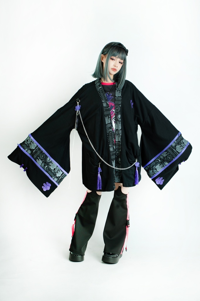 Jillpunk 和風モード 和柄 戦国武将物語 豊臣秀吉 夢のまた夢 武将譚 家紋刺繡 チャイナ結びタッセル付き 振袖現代羽織 和装ジャケット オリジナル メンズ レディー V系 カッコいい おしゃれ 男女兼用ファッション