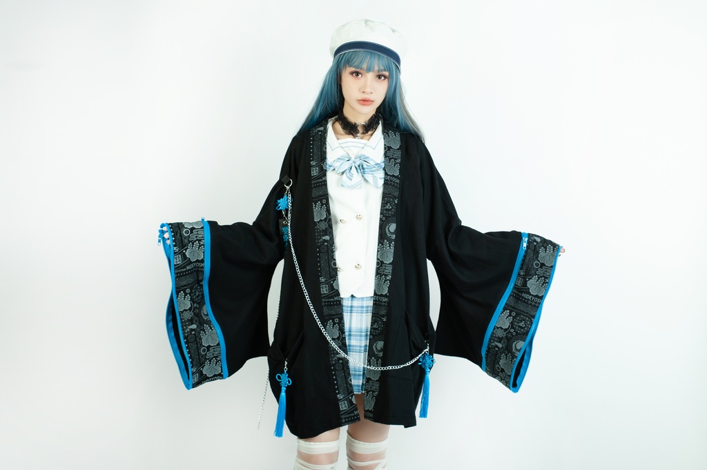 Jillpunk 和風モード 和柄 戦国武将物語 豊臣秀吉 夢のまた夢 武将譚 家紋刺繡 チャイナ結びタッセル付き 振袖現代羽織 和装ジャケット オリジナル メンズ レディー V系 カッコいい おしゃれ 男女兼用ファッション