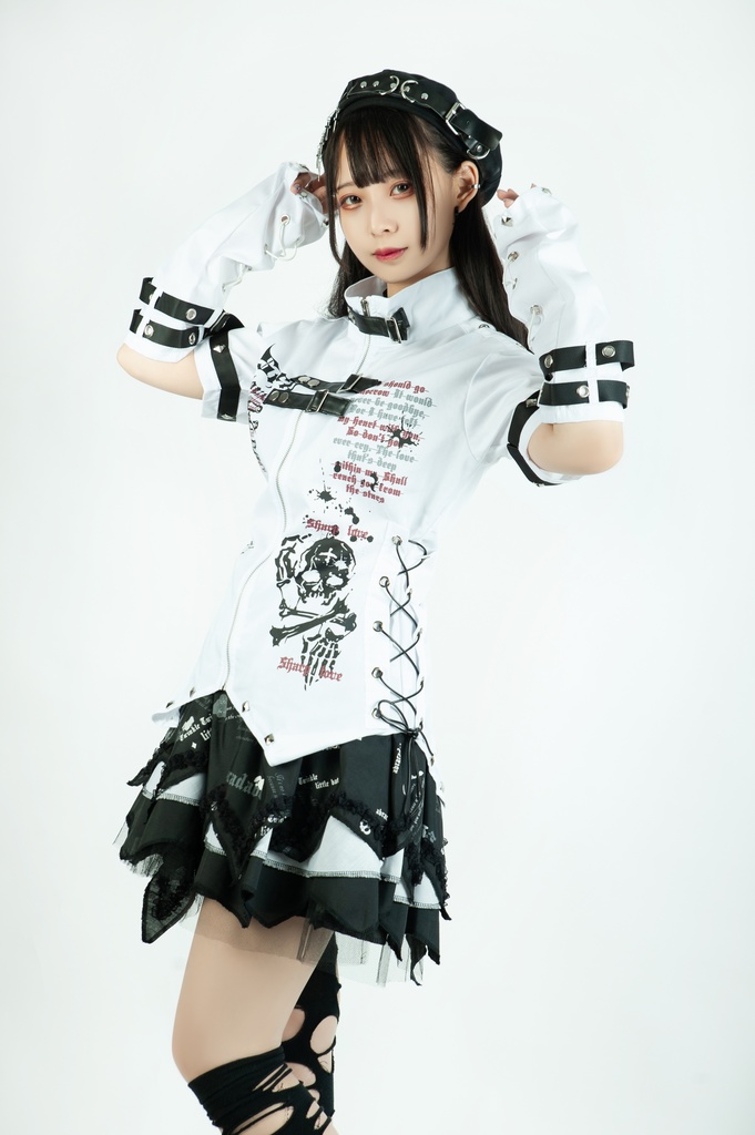 Jillpunk ビジュアル系 パンクロック バンギャ 兄系 锐利の愛 アームカバー リベット付き 立襟カラー トリプルベルト 燕尾 半袖 ジップアップ ドレスシャツ メンズ レディーズ ファッション おしゃれ男女兼用カッコいい