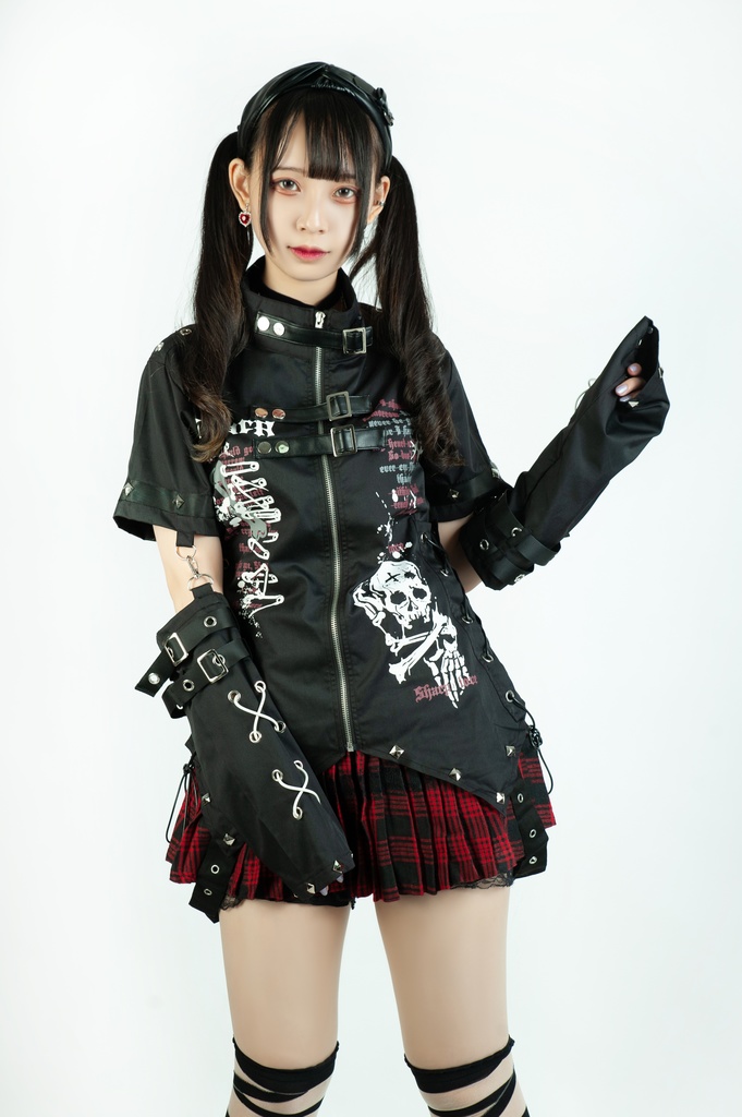 Jillpunk ビジュアル系 パンクロック バンギャ 兄系 锐利の愛 アームカバー リベット付き 立襟カラー トリプルベルト 燕尾 半袖 ジップアップ ドレスシャツ メンズ レディーズ ファッション おしゃれ男女兼用カッコいい