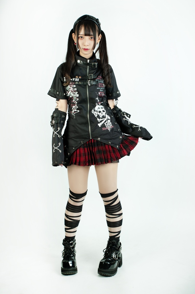 Jillpunk ビジュアル系 パンクロック バンギャ 兄系 锐利の愛 アームカバー リベット付き 立襟カラー トリプルベルト 燕尾 半袖 ジップアップ ドレスシャツ メンズ レディーズ ファッション おしゃれ男女兼用カッコいい