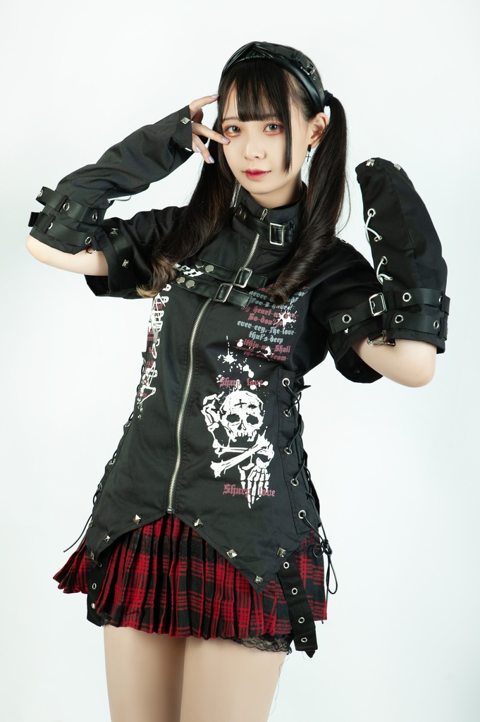 Jillpunk ビジュアル系 パンクロック バンギャ 兄系 锐利の愛 アームカバー リベット付き 立襟カラー トリプルベルト 燕尾 半袖 ジップアップ ドレスシャツ メンズ レディーズ ファッション おしゃれ男女兼用カッコいい