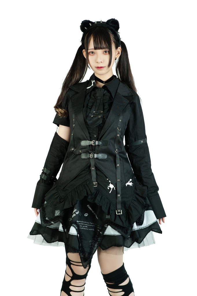 Jillpunk ゴシック ヴァンパイア風 ビジュアル系 逆境亡骸 ドクロ柄 ネクタイ付き フリルヘム ドレスシャツ ホルターネックベスト 2点セット オリジナル おしゃれ 男女兼用 カッコいい 王子様 メンズ レディース ヨーロッパ貴族 V系