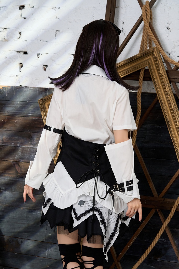 Jillpunk ゴシック ヴァンパイア風 ビジュアル系 逆境亡骸 ドクロ柄 ネクタイ付き フリルヘム ドレスシャツ ホルターネックベスト 2点セット オリジナル おしゃれ 男女兼用 カッコいい 王子様 メンズ レディース ヨーロッパ貴族 V系