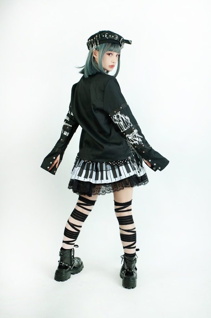 Jillpunk 王道パンク ロック プレッピー バンギャ 兄系ファッション サイバーアイドル 蜘蛛の巣柄 ネクタイ スタッズ付き 長袖ドレスシャツ メンズ レディーズ V系 おしゃれ男女兼用カッコいい