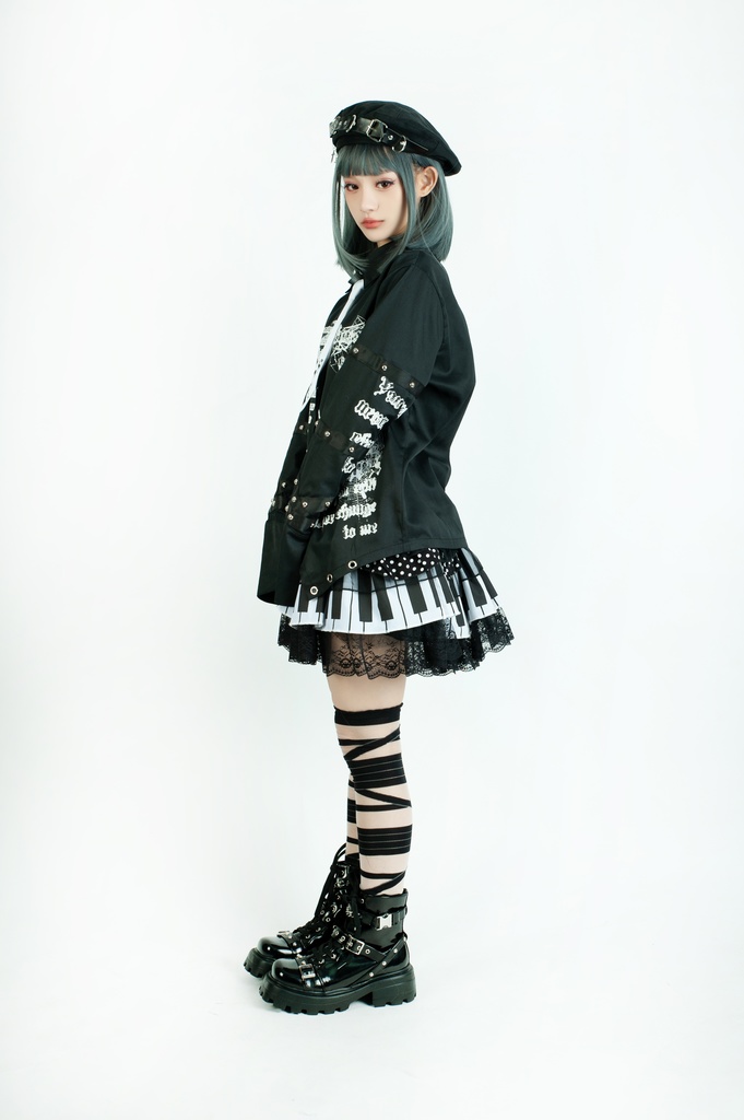 Jillpunk 王道パンク ロック プレッピー バンギャ 兄系ファッション サイバーアイドル 蜘蛛の巣柄 ネクタイ スタッズ付き 長袖ドレスシャツ メンズ レディーズ V系 おしゃれ男女兼用カッコいい