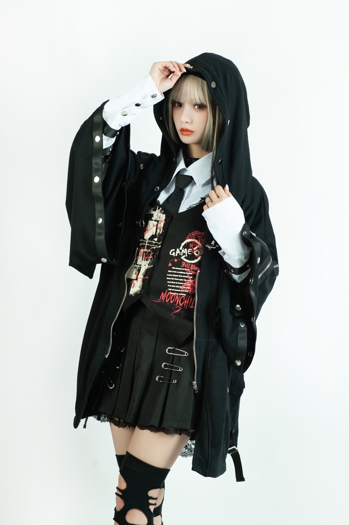 Jillpunk 和風モード 和パンク 和柄 戦国武将物語 德川家康 征夷大将軍 武将譚 家紋刺繡 スダッズストラップ フード付き 振袖現代羽織 和装ジャケット オリジナル メンズ レディー V系 カッコいい おしゃれ 男女兼用ファッション