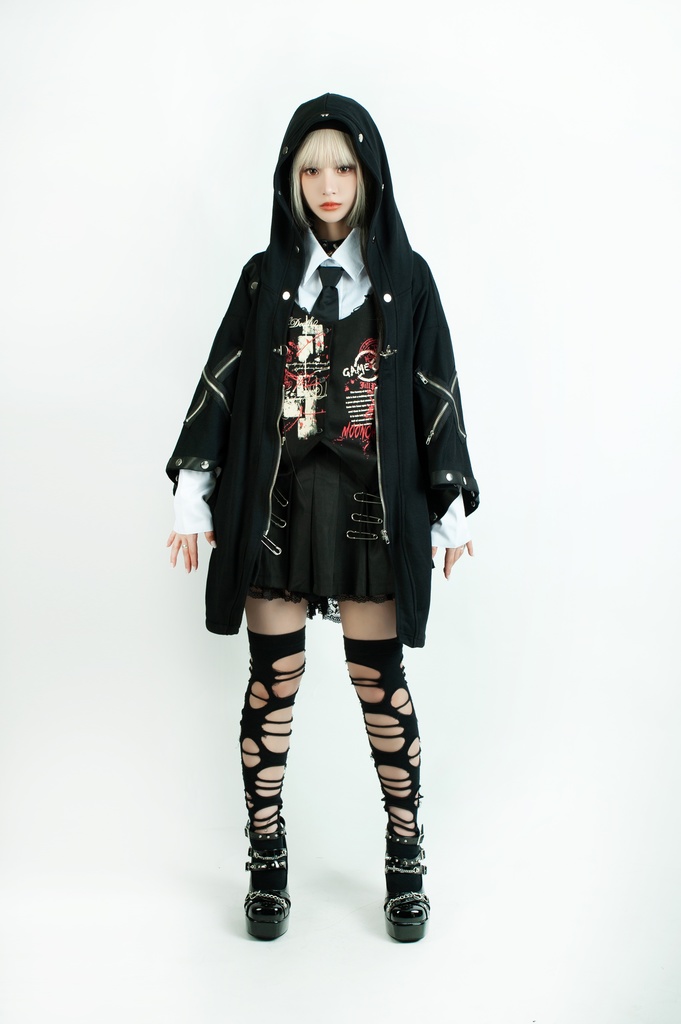 Jillpunk 和風モード 和パンク 和柄 戦国武将物語 德川家康 征夷大将軍 武将譚 家紋刺繡 スダッズストラップ フード付き 振袖現代羽織 和装ジャケット オリジナル メンズ レディー V系 カッコいい おしゃれ 男女兼用ファッション