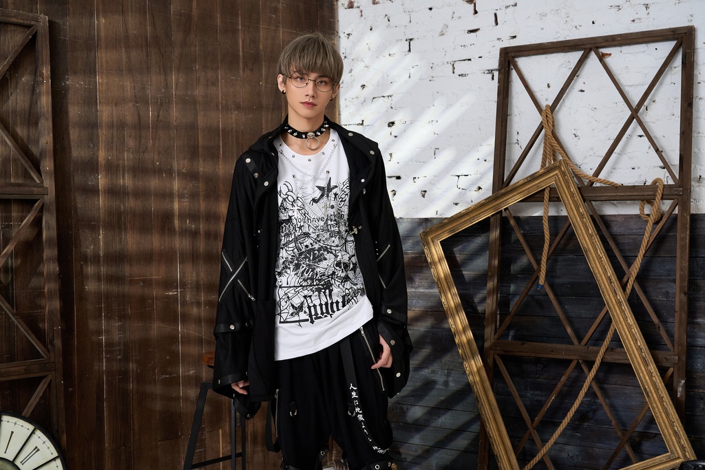 Jillpunk 和風モード 和パンク 和柄 戦国武将物語 德川家康 征夷大将軍 武将譚 家紋刺繡 スダッズストラップ フード付き 振袖現代羽織 和装ジャケット オリジナル メンズ レディー V系 カッコいい おしゃれ 男女兼用ファッション