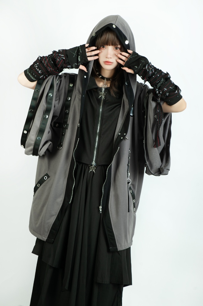 Jillpunk 和風モード 和パンク 和柄 戦国武将物語 德川家康 征夷大将軍 武将譚 家紋刺繡 スダッズストラップ フード付き 振袖現代羽織 和装ジャケット オリジナル メンズ レディー V系 カッコいい おしゃれ 男女兼用ファッション