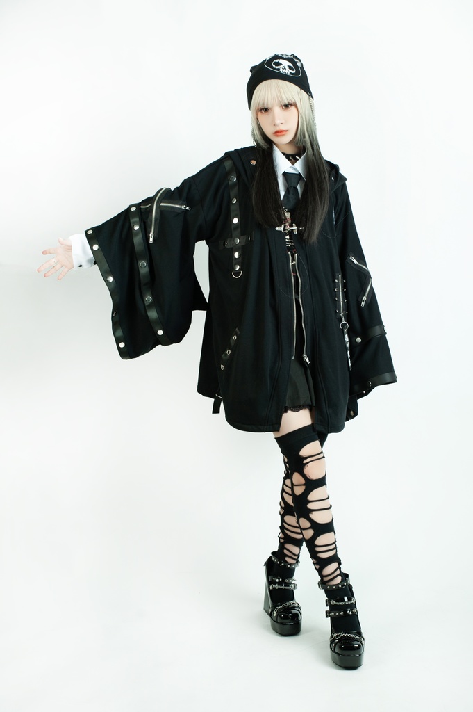 Jillpunk 和風モード 和パンク 和柄 戦国武将物語 德川家康 征夷大将軍 武将譚 家紋刺繡 スダッズストラップ フード付き 振袖現代羽織 和装ジャケット オリジナル メンズ レディー V系 カッコいい おしゃれ 男女兼用ファッション