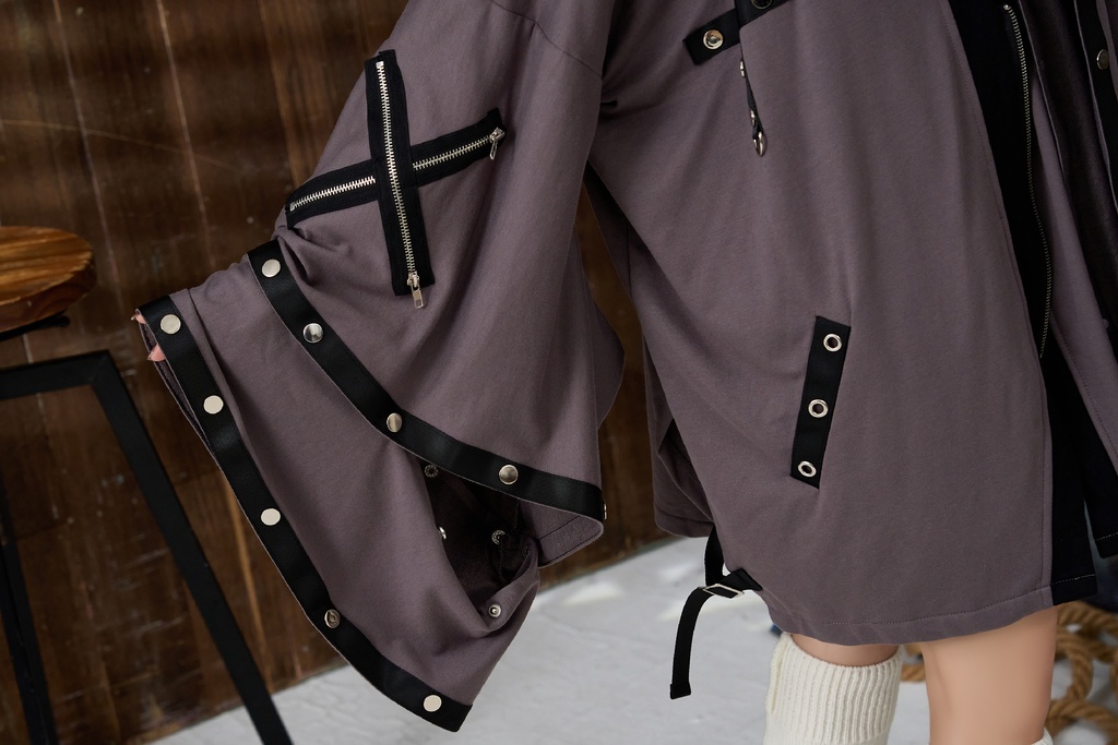 Jillpunk 和風モード 和パンク 和柄 戦国武将物語 德川家康 征夷大将軍 武将譚 家紋刺繡 スダッズストラップ フード付き 振袖現代羽織 和装ジャケット オリジナル メンズ レディー V系 カッコいい おしゃれ 男女兼用ファッション