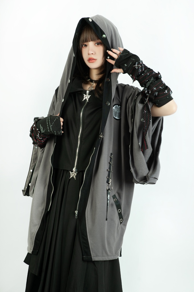 Jillpunk 和風モード 和パンク 和柄 戦国武将物語 德川家康 征夷大将軍 武将譚 家紋刺繡 スダッズストラップ フード付き 振袖現代羽織 和装ジャケット オリジナル メンズ レディー V系 カッコいい おしゃれ 男女兼用ファッション