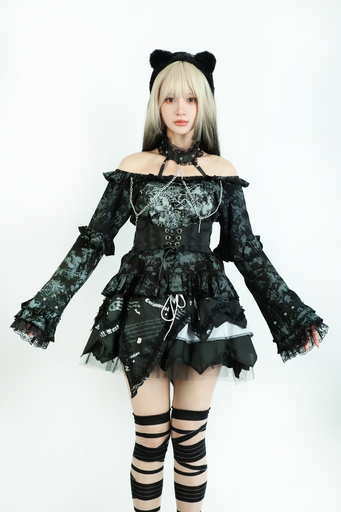 Jillpunkパンク 暗夜侵攻 ダーク系 エモパンク バンギャ ベルト付き パニエ アシンメトリー ティアード 3層ボリューム レース糸 ショートスカート オリジナルスタイル レディーズ V系 おしゃれ カッコいい