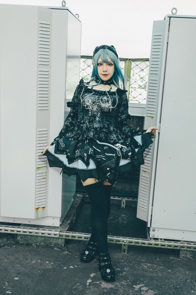 Jillpunk 薔薇の恋人 ゴシックロリータ ヴィクトリアン 華麗 チョーカーネック 帯付き レースヘム フリル半袖カットソー アームカバー*Tシャツセット オリジナル ファッション レディース おしゃれ カッコいい