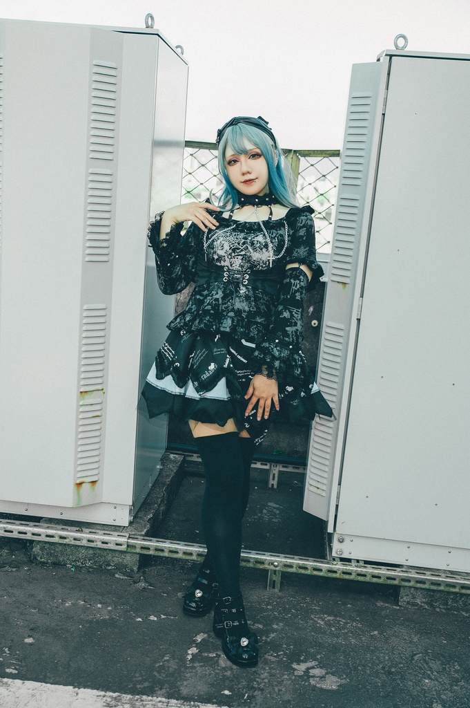 Jillpunk 薔薇の恋人 ゴシックロリータ ヴィクトリアン 華麗 チョーカーネック 帯付き レースヘム フリル半袖カットソー アームカバー*Tシャツセット オリジナル ファッション レディース おしゃれ カッコいい