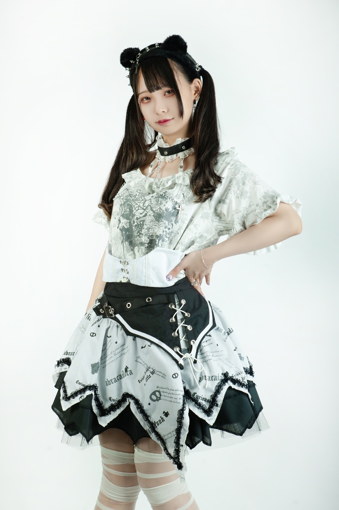 Jillpunk 薔薇の恋人 ゴシックロリータ ヴィクトリアン 華麗 チョーカーネック 帯付き レースヘム フリル半袖カットソー アームカバー*Tシャツセット オリジナル ファッション レディース おしゃれ カッコいい