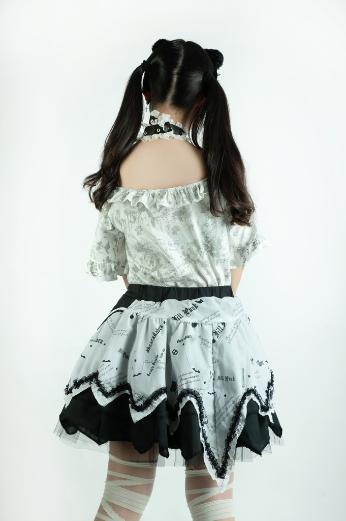 Jillpunk 薔薇の恋人 ゴシックロリータ ヴィクトリアン 華麗 チョーカーネック 帯付き レースヘム フリル半袖カットソー アームカバー*Tシャツセット オリジナル ファッション レディース おしゃれ カッコいい