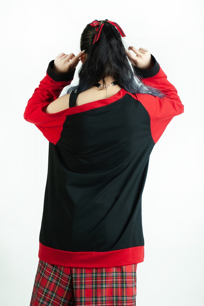 Jillpunk 王道パンク V系 壊れた模型 肋骨プリント ワンショルダー 肩出し レースアップ 鎖チェーン付き ゆったり 長袖Tシャツ カットソー オリジナル パンク メンズ レディーズ おしゃれ男女兼用ファッション カッコいい