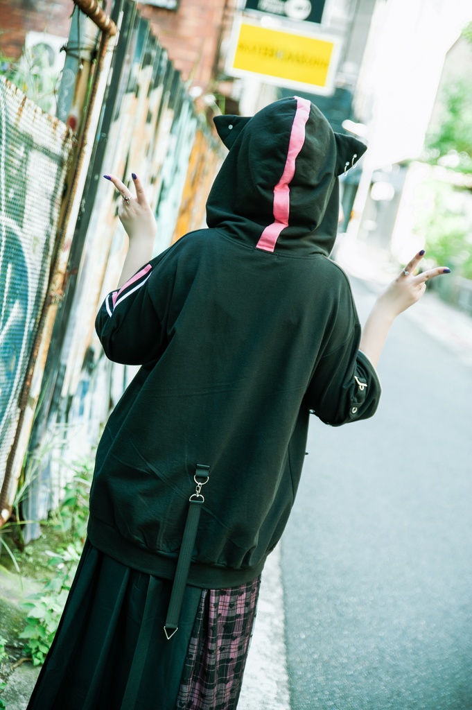 Jillpunk 可愛いパンク ハロウィン 子猫の天使 漁網アームカバー付き 長袖ゆったり 猫耳パーカー メンズ レディー おしゃれ 猫系 オリジナル 男女兼用 ファッション 秋葉系 萌え 二次コン HALLOWEEN