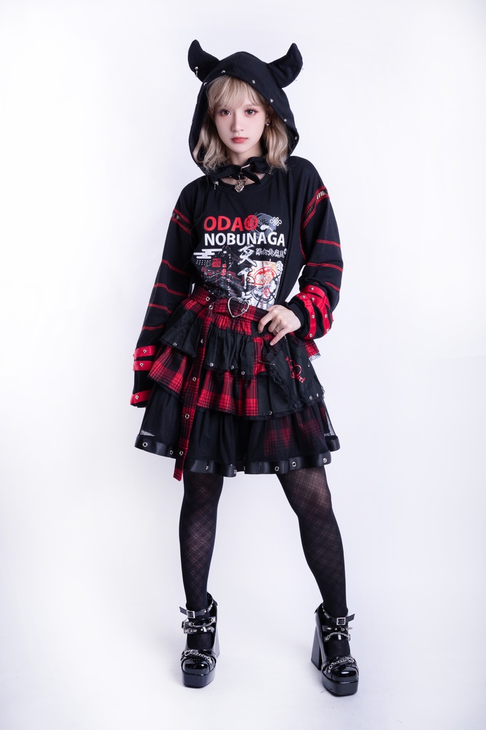 Jillpunk パンクの恋 地雷系 パンクロック バンギャ エモパンク タータンチェック柄 ハートバックルベルト付き ティアード 3層ボリューム ふわふわ ショートスカート オリジナルスタイル レディーズ V系 おしゃれ カッコいい