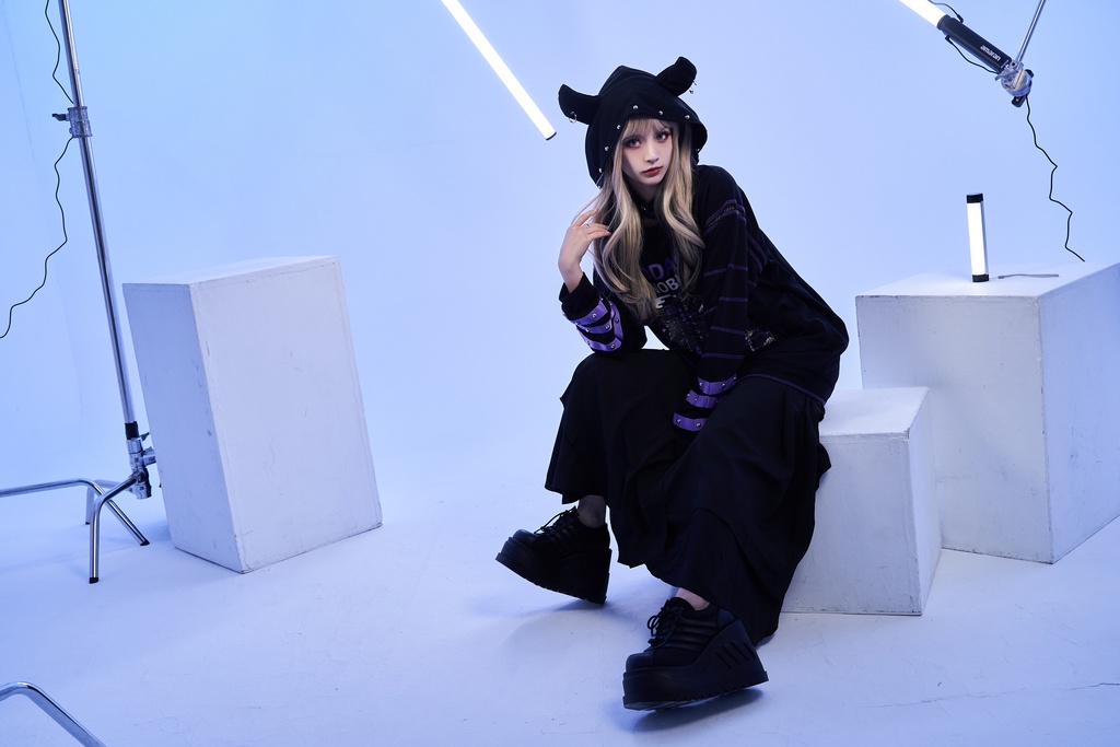 Jillpunk 和洋折衷 和柄 戦国武将物語 第六天魔王 織田信長 武将譚 悪魔角付き 取り外し可能フード 飾り縫い 2WAY長袖 ゆったりパーカー 男女兼用 オリジナル メンズ レディー V系 カッコいい おしゃれ 男女兼用ファッション