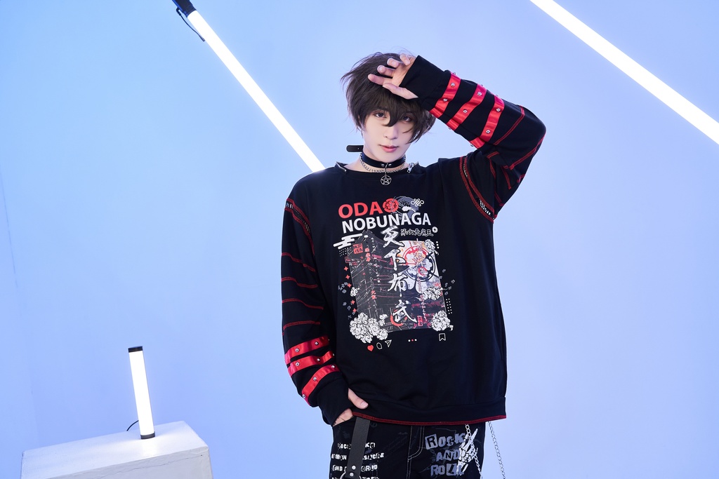 Jillpunk 和洋折衷 和柄 戦国武将物語 第六天魔王 織田信長 武将譚 悪魔角付き 取り外し可能フード 飾り縫い 2WAY長袖 ゆったりパーカー 男女兼用 オリジナル メンズ レディー V系 カッコいい おしゃれ 男女兼用ファッション