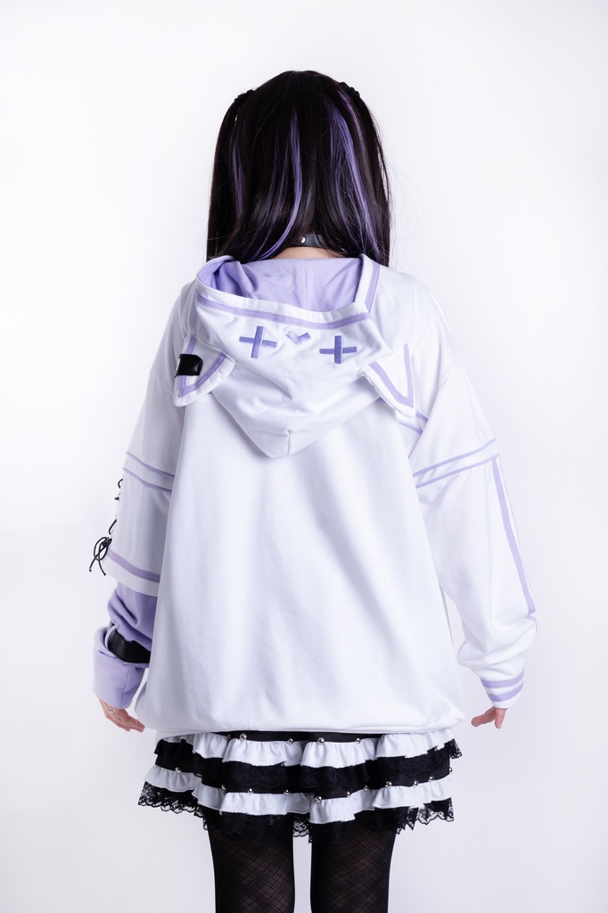 Jillpunkアニメ 秋葉系 萌え 二次コン Soresakiコラボ 古びた屋敷のメイド 重ね着風 顔文字刺繡 長袖 猫耳パーカー ゆったり メンズ レディー 可愛いおしゃれ大きいサイズ男女兼用ファッション原宿