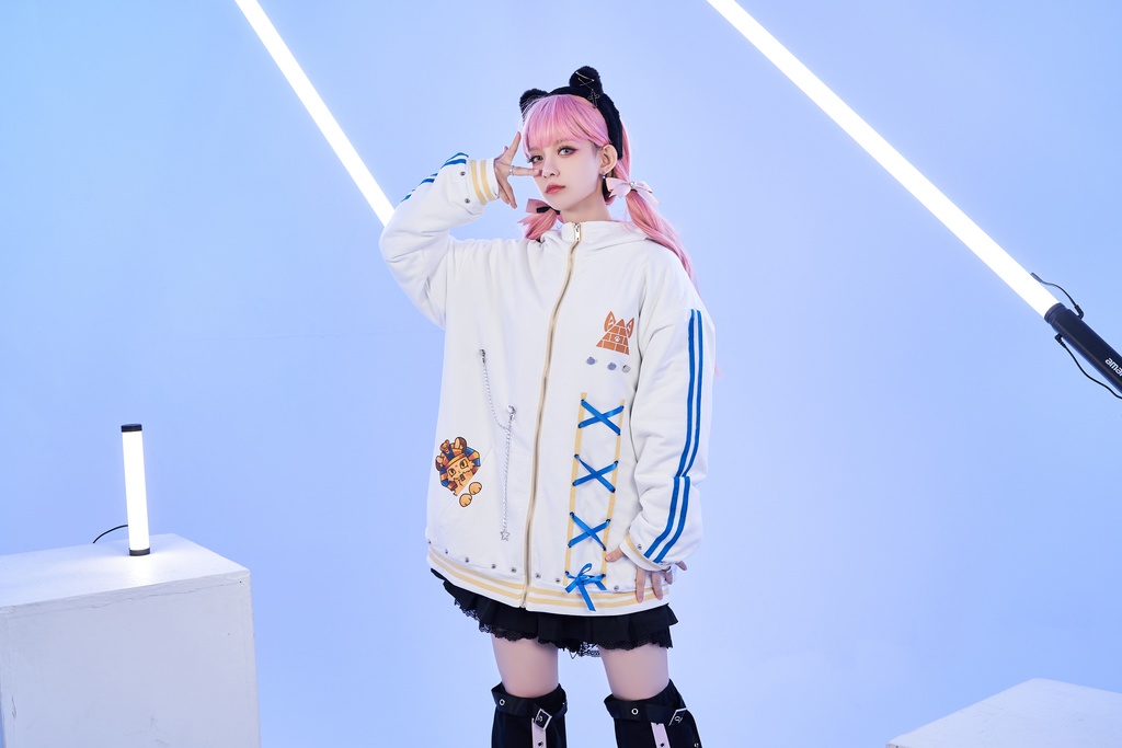 Jillpunk芝麻コラボ ゆめかわ 可愛い スフィンクスベビー 太陽神 お宅 ニ次コン エジプト神話 ゆったり スダッズ細工 リボン 鎖チェーン付き 獣耳 長袖 パーカー 裏起毛フード付きジャケット オリジナル メンズ レディーズ 男女兼用
