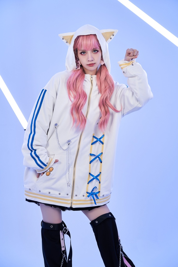 Jillpunk芝麻コラボ ゆめかわ 可愛い スフィンクスベビー 太陽神 お宅 ニ次コン エジプト神話 ゆったり スダッズ細工 リボン 鎖チェーン付き 獣耳 長袖 パーカー 裏起毛フード付きジャケット オリジナル メンズ レディーズ 男女兼用