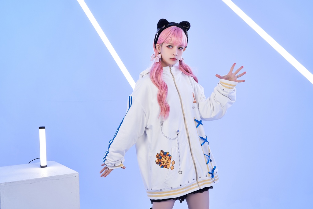 Jillpunk芝麻コラボ ゆめかわ 可愛い スフィンクスベビー 太陽神 お宅 ニ次コン エジプト神話 ゆったり スダッズ細工 リボン 鎖チェーン付き 獣耳 長袖 パーカー 裏起毛フード付きジャケット オリジナル メンズ レディーズ 男女兼用