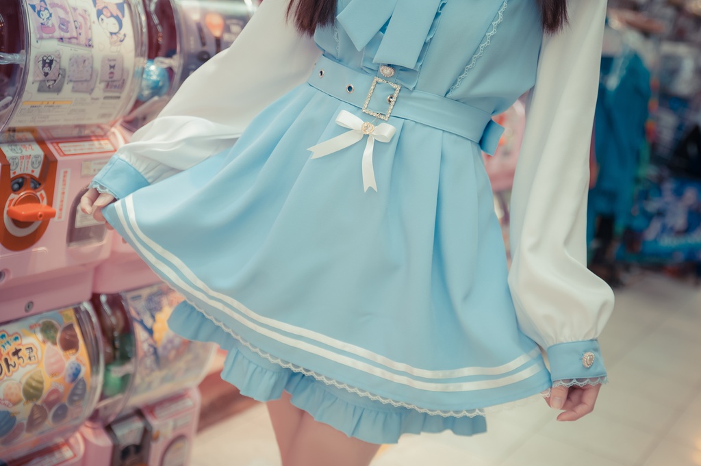 Jillpunk 量産型 天使界隈 ゆめかわ ロリータ 幻夢の心 蝶ネクタイ ベルト付き セーラー服 長袖ワンピース コルセットピアス ハートボタン シャツドレス フリルショーパン 2点セット 姫系 可愛い おしゃれ ファッション萌え 秋葉原