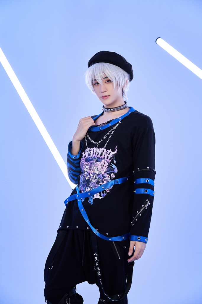 Jillpunk 病みカワ アニメ風 パンク ダーク系 星座シリーズ 魔幻の盛宴 双子座 取り外し可能袖 鎖チェーン ハーネス スダッズ付き 2WAYゆったり 半袖Tシャツ カットソー メンズ レディー V系 オリジナル おしゃれ 男女兼用ファッション