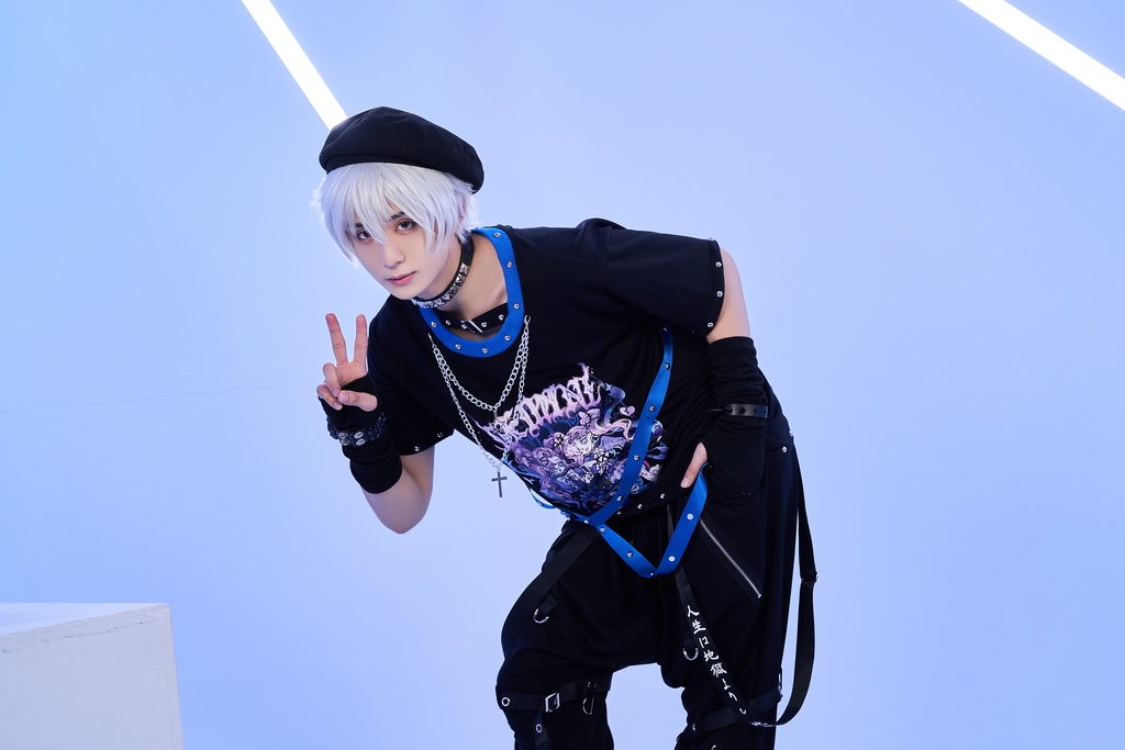 Jillpunk 病みカワ アニメ風 パンク ダーク系 星座シリーズ 魔幻の盛宴 双子座 取り外し可能袖 鎖チェーン ハーネス スダッズ付き 2WAYゆったり 半袖Tシャツ カットソー メンズ レディー V系 オリジナル おしゃれ 男女兼用ファッション