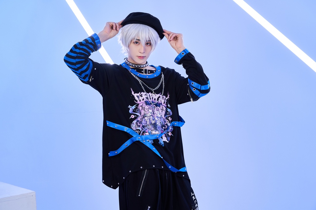 Jillpunk 病みカワ アニメ風 パンク ダーク系 星座シリーズ 魔幻の盛宴 双子座 取り外し可能袖 鎖チェーン ハーネス スダッズ付き 2WAYゆったり 半袖Tシャツ カットソー メンズ レディー V系 オリジナル おしゃれ 男女兼用ファッション