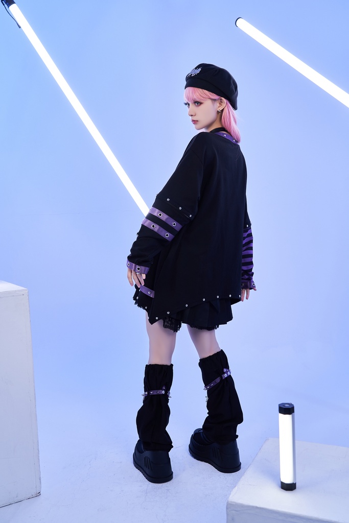 Jillpunk 病みカワ アニメ風 パンク ダーク系 星座シリーズ 魔幻の盛宴 双子座 取り外し可能袖 鎖チェーン ハーネス スダッズ付き 2WAYゆったり 半袖Tシャツ カットソー メンズ レディー V系 オリジナル おしゃれ 男女兼用ファッション