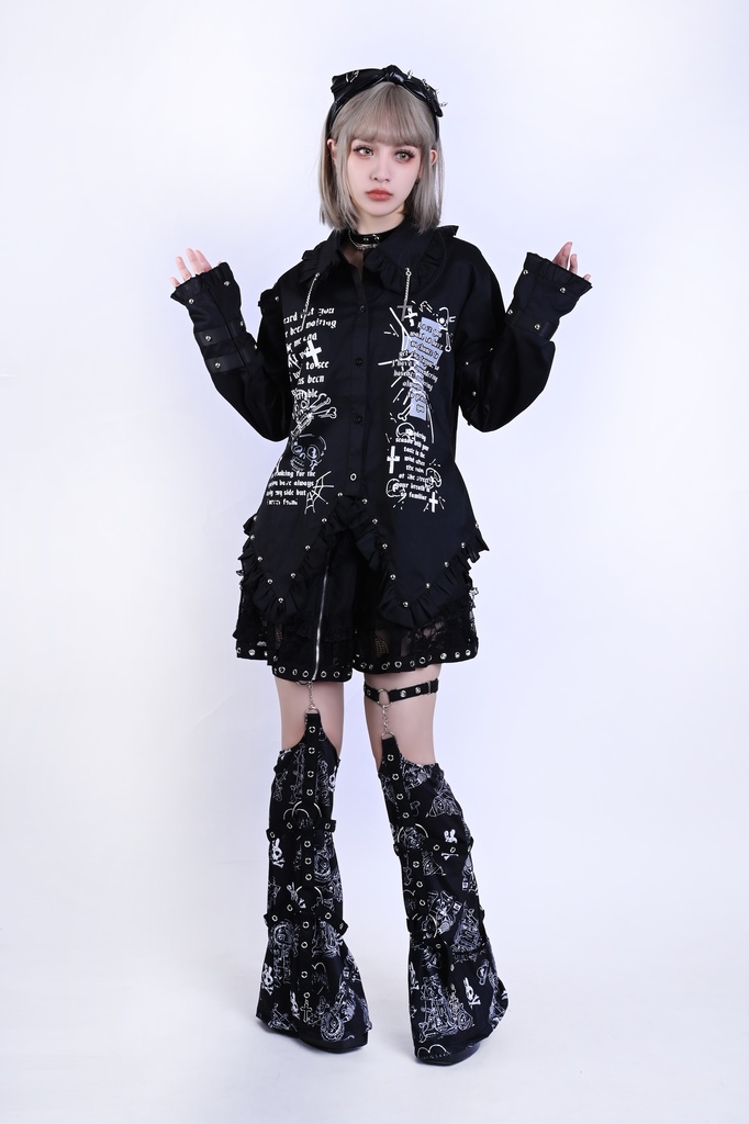 Jillpunk王道パンク パンクロック 放浪バンギャ ダーク系 エモパンク タータンチェック柄 フリル スダッズ細工 クロスチャーム付き 長袖 燕尾シャツ 男女兼用オリジナルスタイル メンズレディーズ おしゃれ カッコいい