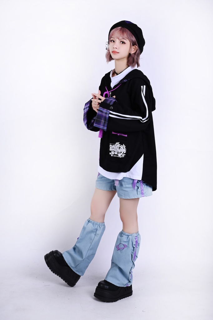 Jillpunk戦国武将物語 和洋折衷 独眼竜伊達政宗 タータンチェック和風柄 チャイナ結び付き ヘンリーカラー 重ね着 長袖パーカー オリジナル メンズ レディー カッコいい おしゃれ男女兼用ファッション秋葉系