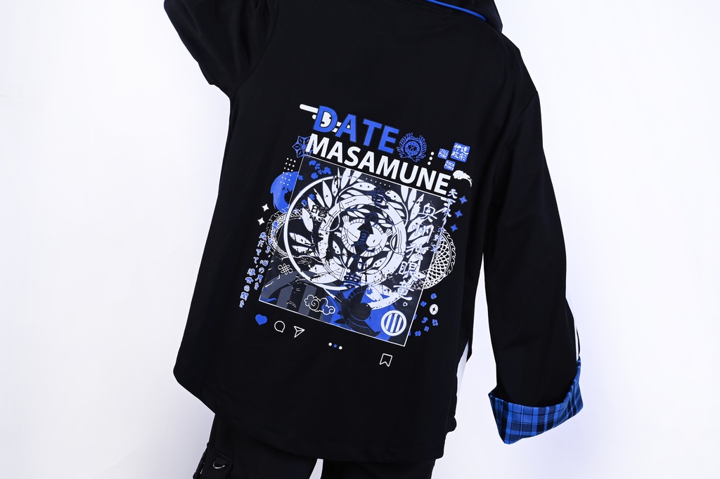 Jillpunk戦国武将物語 和洋折衷 独眼竜伊達政宗 タータンチェック和風柄 チャイナ結び付き ヘンリーカラー 重ね着 長袖パーカー オリジナル メンズ レディー カッコいい おしゃれ男女兼用ファッション秋葉系