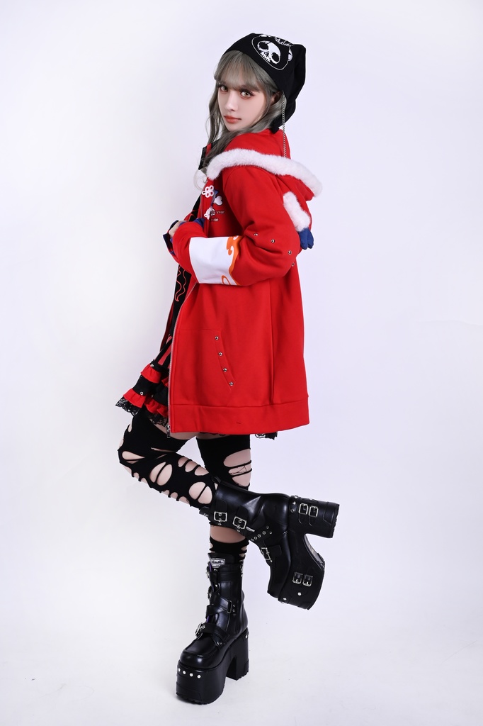 Jillpunk台湾画師角斯コラボ 吉祥ドラゴンボート 中華風 ドラゴン チャイナ結び 東方神獣 裏起毛 獣耳パーカー 3D角フード付きジャケット オリジナルメンズ レディーズ おしゃれ大きいサイズ男女兼用可愛い秋葉系