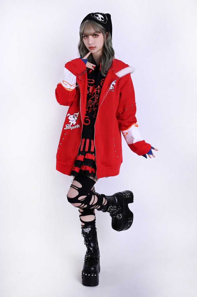 Jillpunk台湾画師角斯コラボ 吉祥ドラゴンボート 中華風 ドラゴン チャイナ結び 東方神獣 裏起毛 獣耳パーカー 3D角フード付きジャケット オリジナルメンズ レディーズ おしゃれ大きいサイズ男女兼用可愛い秋葉系