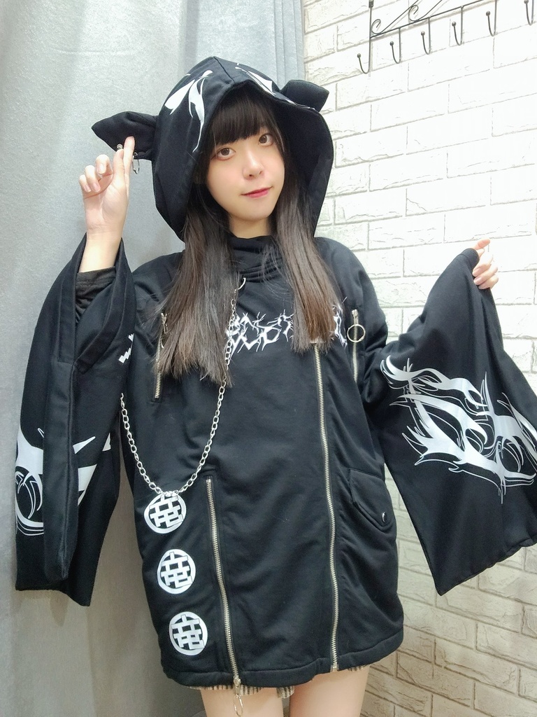 Jillpunk ゑいたコラボ 電子龍 サイバードラゴン エレクトロ 二次コン アニメ Ⅾ-リング細工 タッセル チェーン付き 振袖 現代羽織 獣耳フード付きジャケット オリジナル おしゃれ 男女兼用
