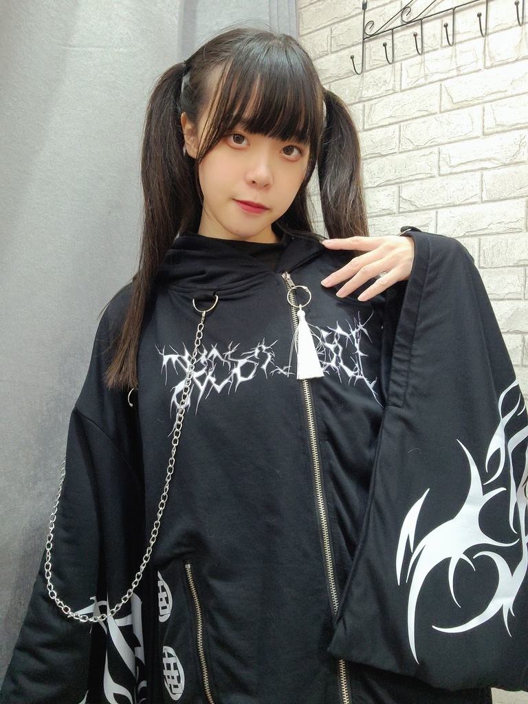 Jillpunk ゑいたコラボ 電子龍 サイバードラゴン エレクトロ 二次コン アニメ Ⅾ-リング細工 タッセル チェーン付き 振袖 現代羽織 獣耳フード付きジャケット オリジナル おしゃれ 男女兼用