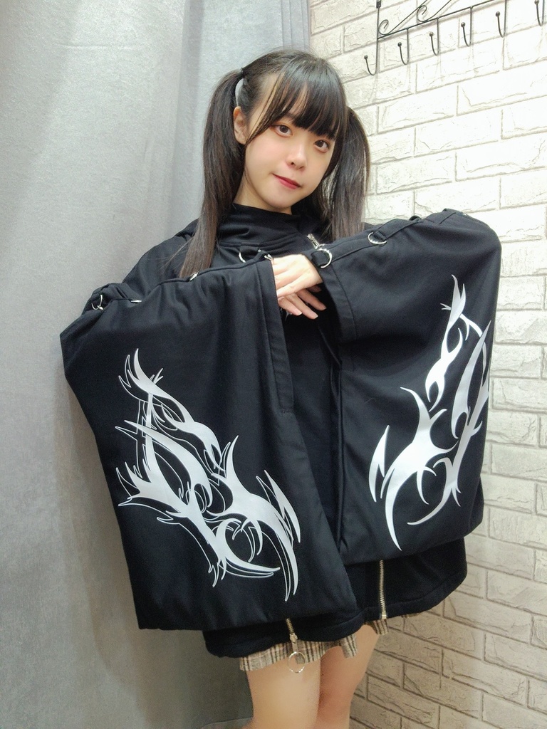 Jillpunk ゑいたコラボ 電子龍 サイバードラゴン エレクトロ 二次コン アニメ Ⅾ-リング細工 タッセル チェーン付き 振袖 現代羽織 獣耳フード付きジャケット オリジナル おしゃれ 男女兼用