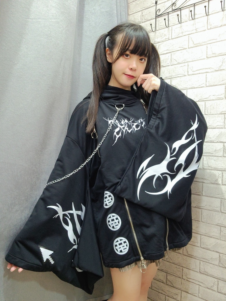 Jillpunk ゑいたコラボ 電子龍 サイバードラゴン エレクトロ 二次コン アニメ Ⅾ-リング細工 タッセル チェーン付き 振袖 現代羽織 獣耳フード付きジャケット オリジナル おしゃれ 男女兼用