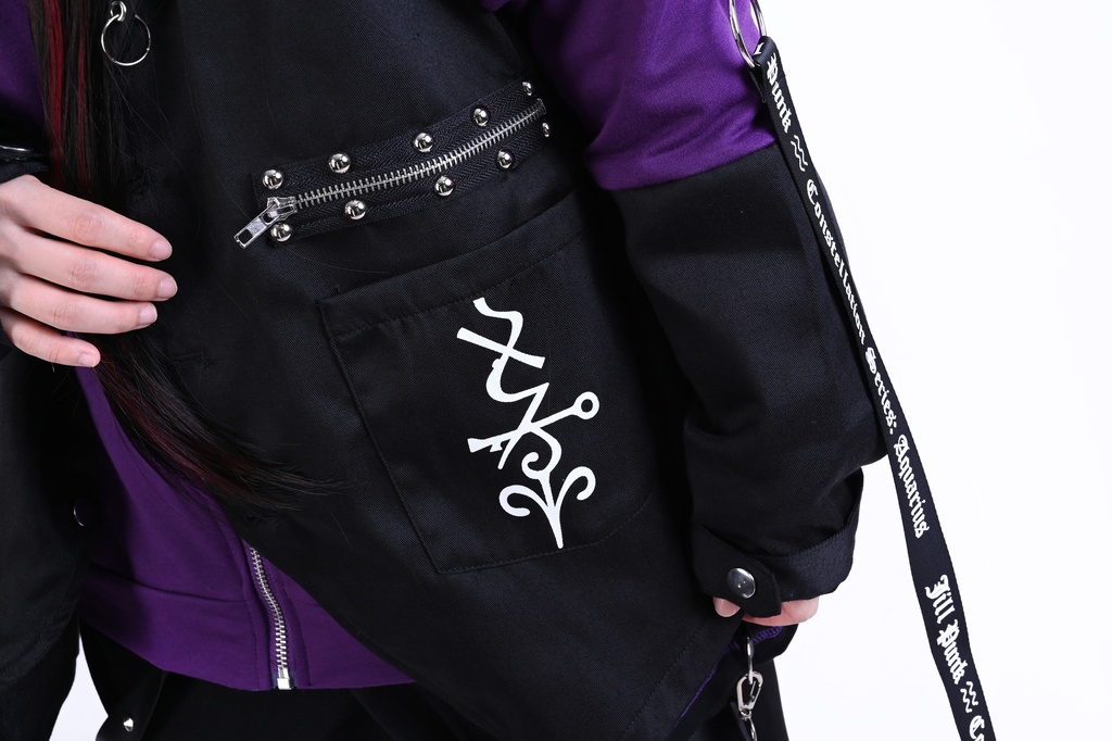 Jillpunk ヴィジュアル系 パンク ダーク系 星座シリーズ 星月瓶 水瓶座 重ね着風 鎖チェーン クロスチャーム付き ゆったり 長袖 パーカー フード付きジャケット メンズ レディー V系 オリジナル おしゃれ 男女兼用ファッション